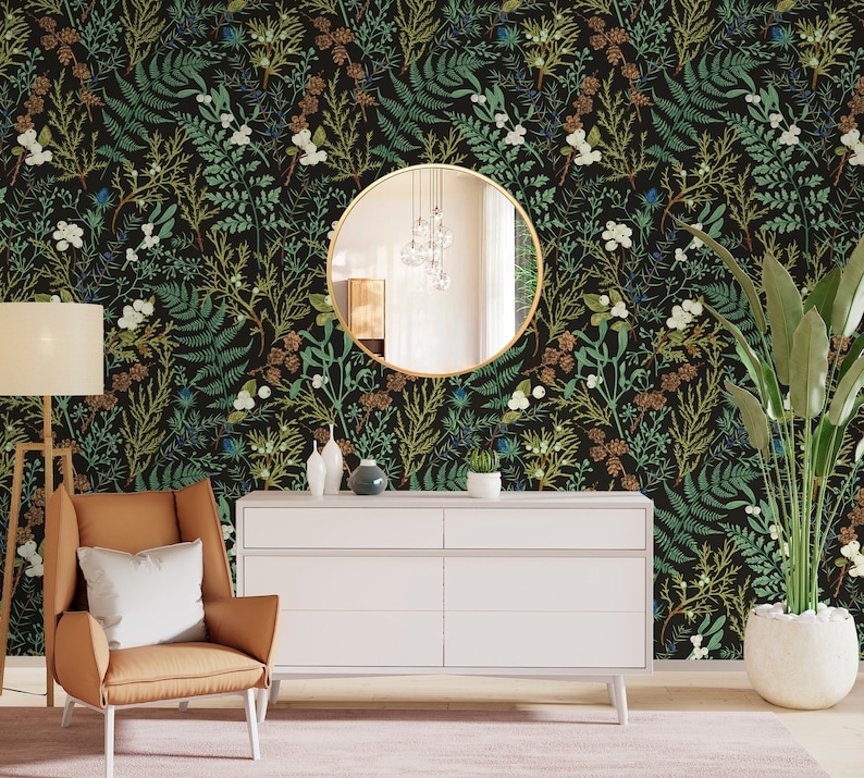 Fern Wallpaper Peel and Stick Moody Wallpaper Botanical - Etsy