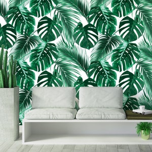 Papier peint palmier Peel and Stick, papier peint Monstera, papier peint feuille tropicale, papier peint amovible