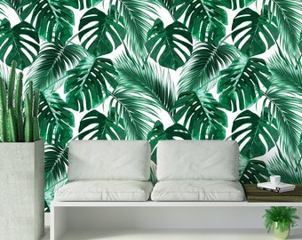 Palm Tree Wallpaper Peel and Stick, Monstera Wallpaper, Tropical Leaf Wallpaper, Removable Wall Paper