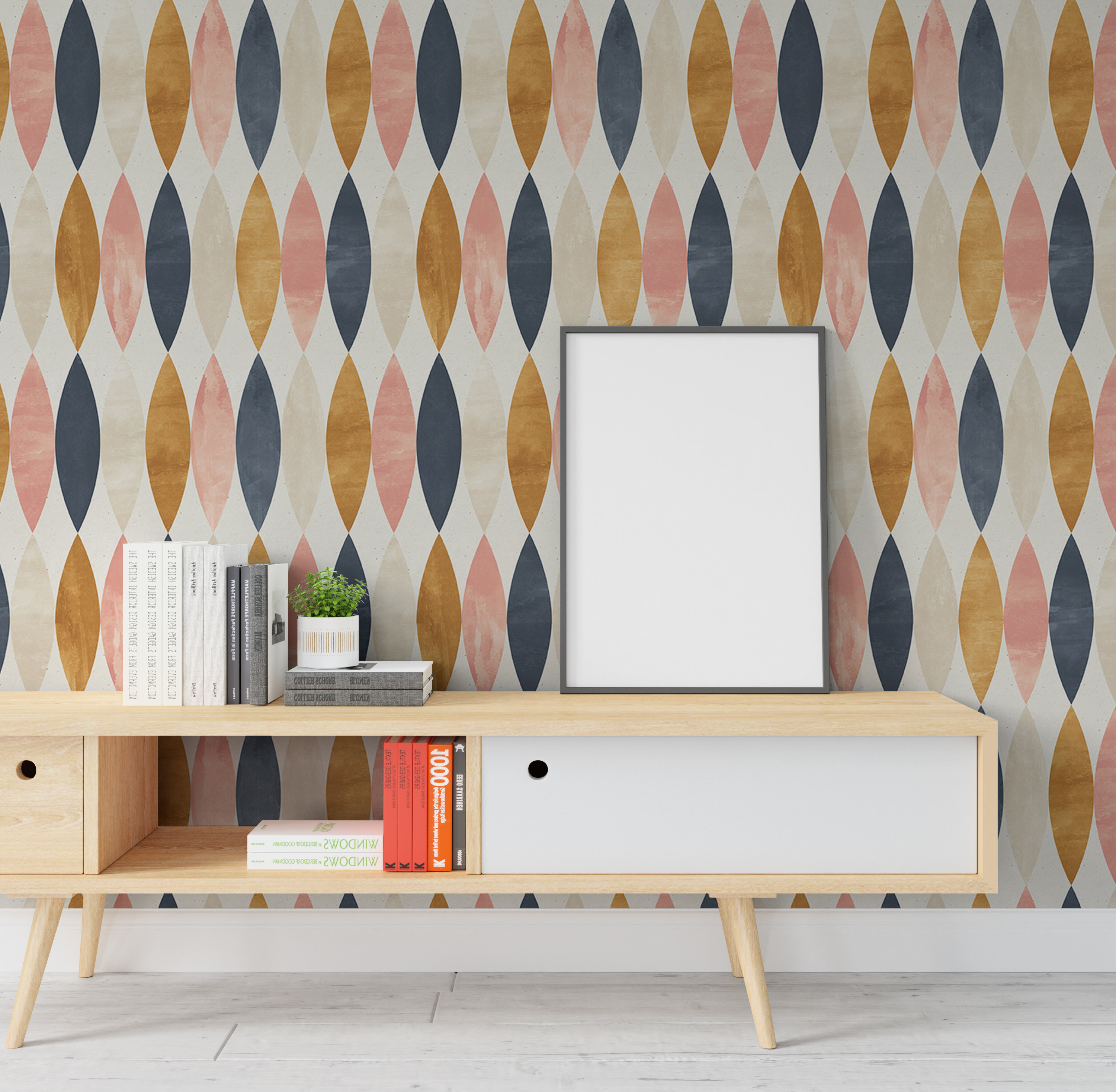 Scandinavian Wallpaper Wallpaper Peel and Stick, Retro Geometric ...