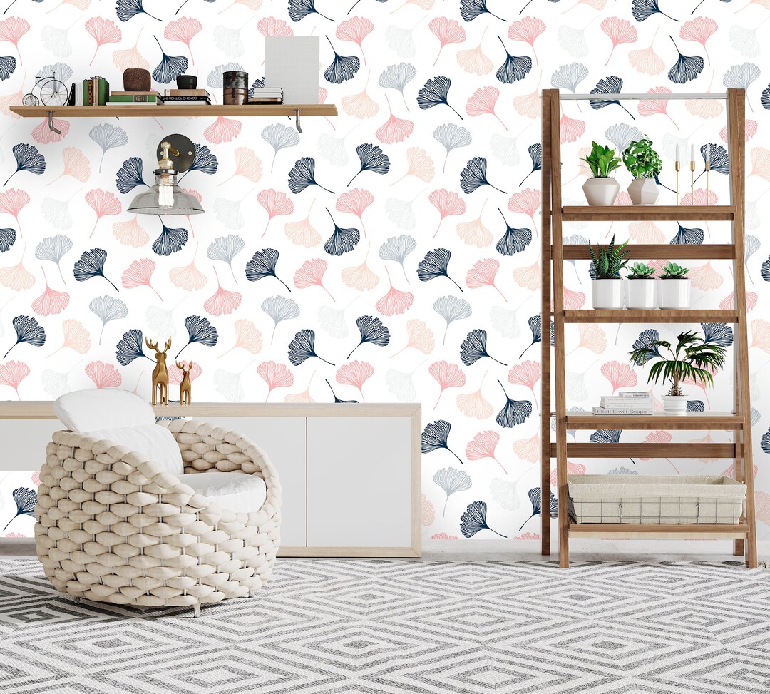 Ginkgo Wallpaper Peel and Stick, Modern Wallpaper, Scandinavian
