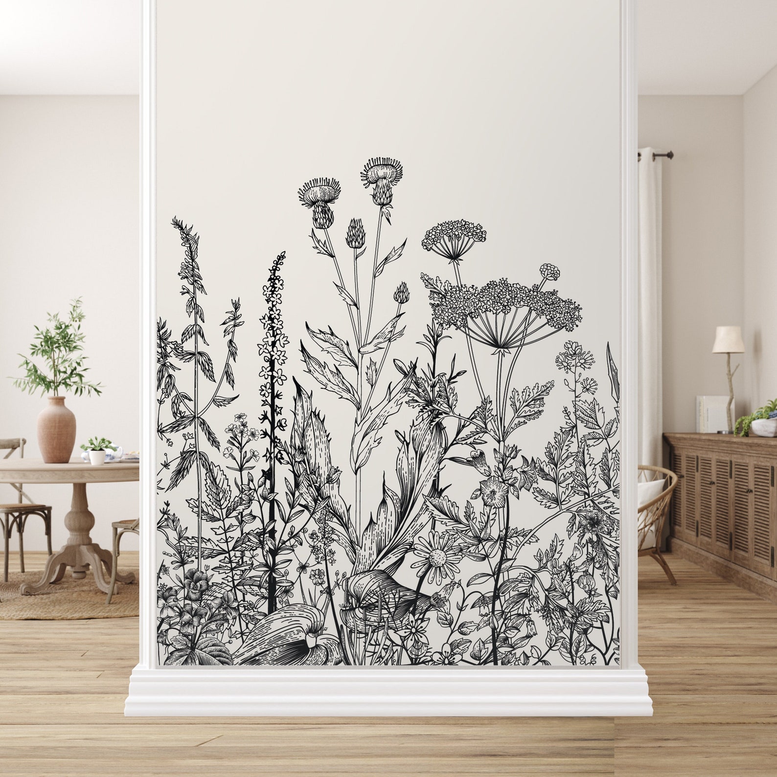 Wildflower Wallpaper Peel and Stick Floral Wallpaper Big - Etsy