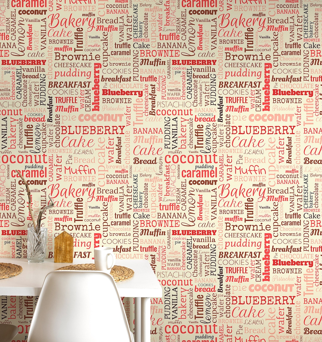 Words Wallpaper Peel and Stick, Bakery Wallpaper, Kitchen Wallpaper,  Removable Wall Paper - Etsy Israel, image size:1080x1146