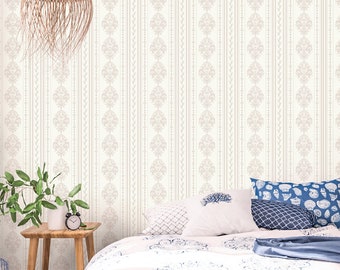 Damask Wallpaper Peel and Stick, Classic Baroque Canvas Removable Wall Paper