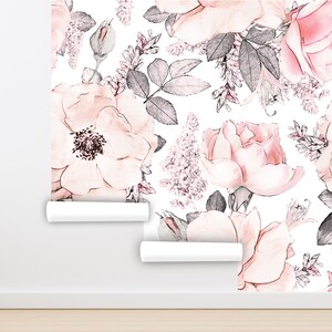 Big Flower Wallpaper Peel and Stick, Pink Floral Wallpaper, Peony ...