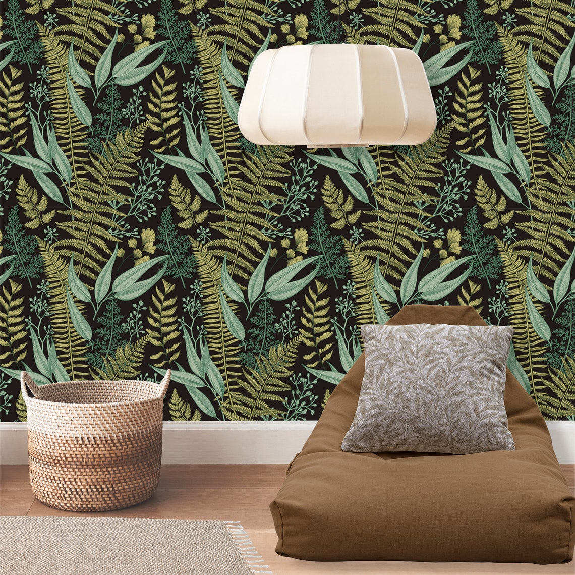 Botanical Wallpaper Peel and Stick Fern Wallpaper Herbs Etsy