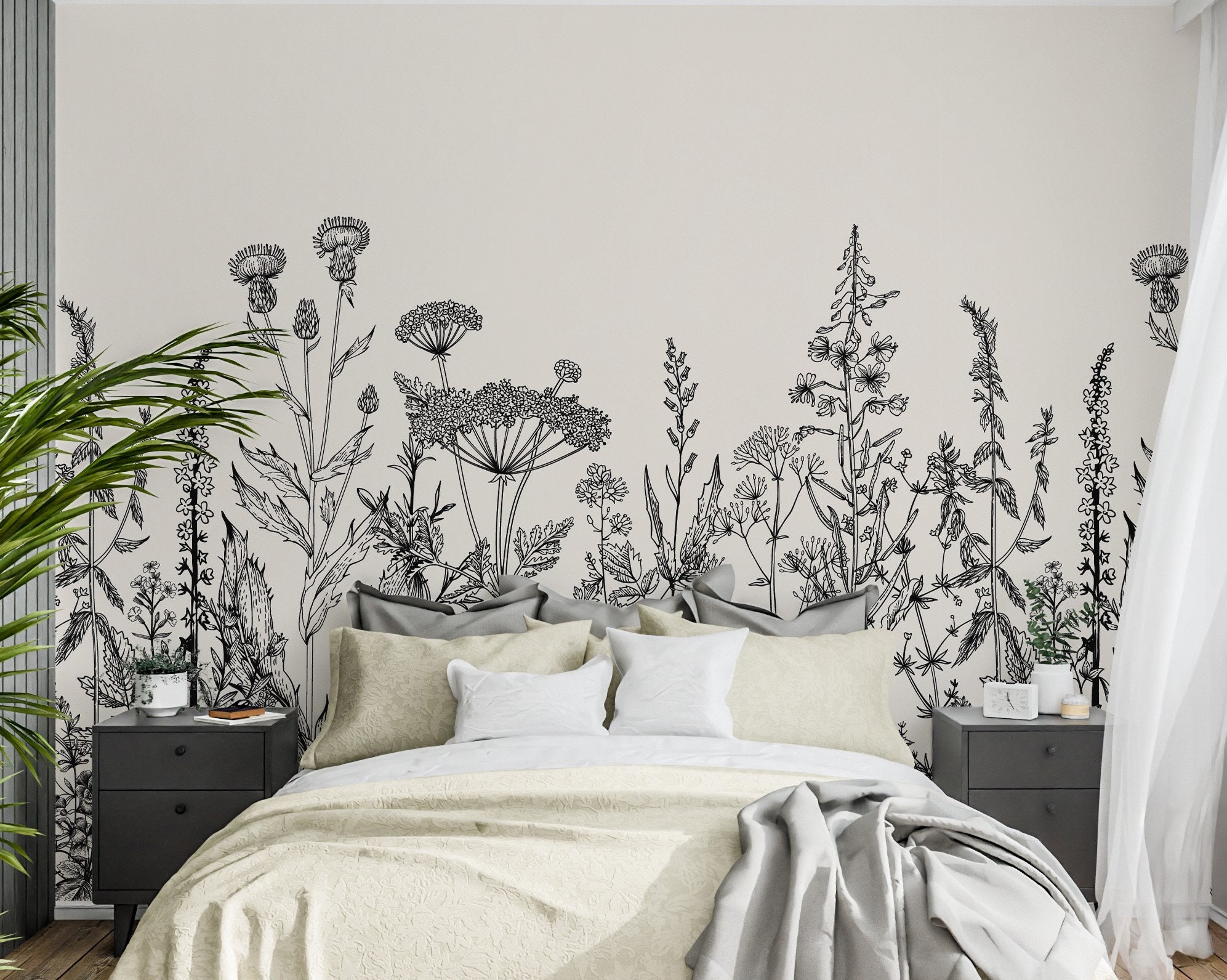 Wildflower Wallpaper Peel and Stick Floral Wallpaper Big - Etsy