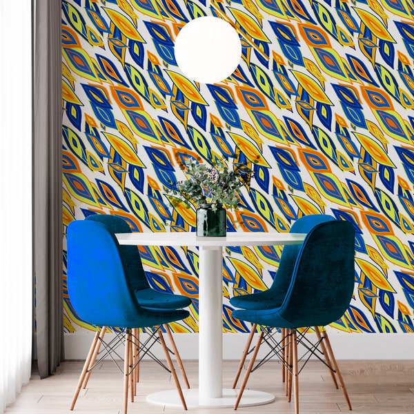 Doodle Wallpaper Peel and Stick, Colorful Wallpaper, Bright Abstract Wallpaper, Removable Wall Paper