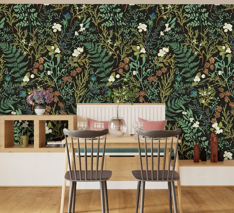 Fern Wallpaper Peel and Stick Moody Wallpaper Botanical - Etsy