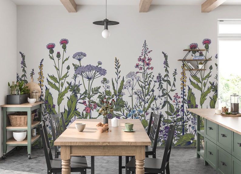 Wildflower Wallpaper Peel and Stick Farmhouse Wallpaper - Etsy