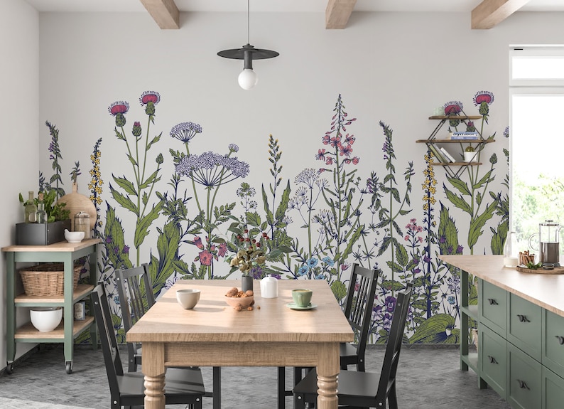 Wildflower Wallpaper Peel and Stick Farmhouse Wallpaper - Etsy