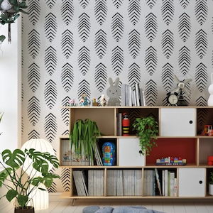 Aztec Wallpaper Peel and Stick, Black and White Geometcric Textured Removable Wall Paper