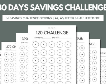 30 Days Savings Challenge Printable, Savings Tracker Bundle, Savings Challenge Bundle, Money Saving Challenge, Emergency Funds