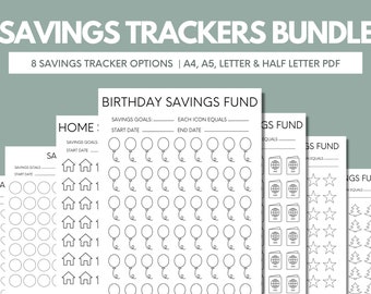 Savings Tracker Printable, Savings Tracker Bundle, Savings Challenge Bundle, Money Saving Challenge, Emergency Funds, Money Saving Log