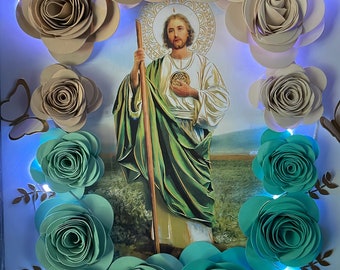 San Judas Tadeo Floral shadow  Box/ Virgen de Guadalupe Shadow box