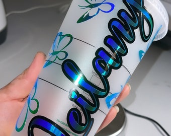 Name & Butterflies Venti Starbucks cup/ venti cup with name and Butterflies