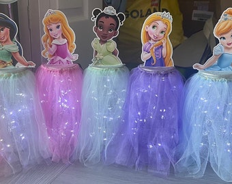 Princess Centerpieces/ colored centerpieces/ centerpieces with lights/ light centerpieces/ mason jar centerpieces