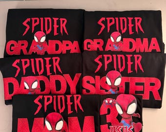 Spider custom shirts/birthday shirts/ Spider shirts/