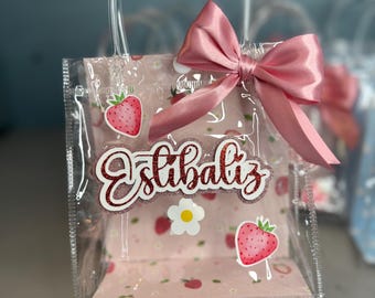 Strawberry clear treat bags/ clear candy bags/ plastic candy bags