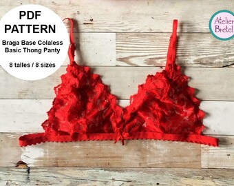 Pattern Digital Printable Mold in PDF - Actual size - Bra / Bustier / Bra lace/lace PAMELA in 4 sizes