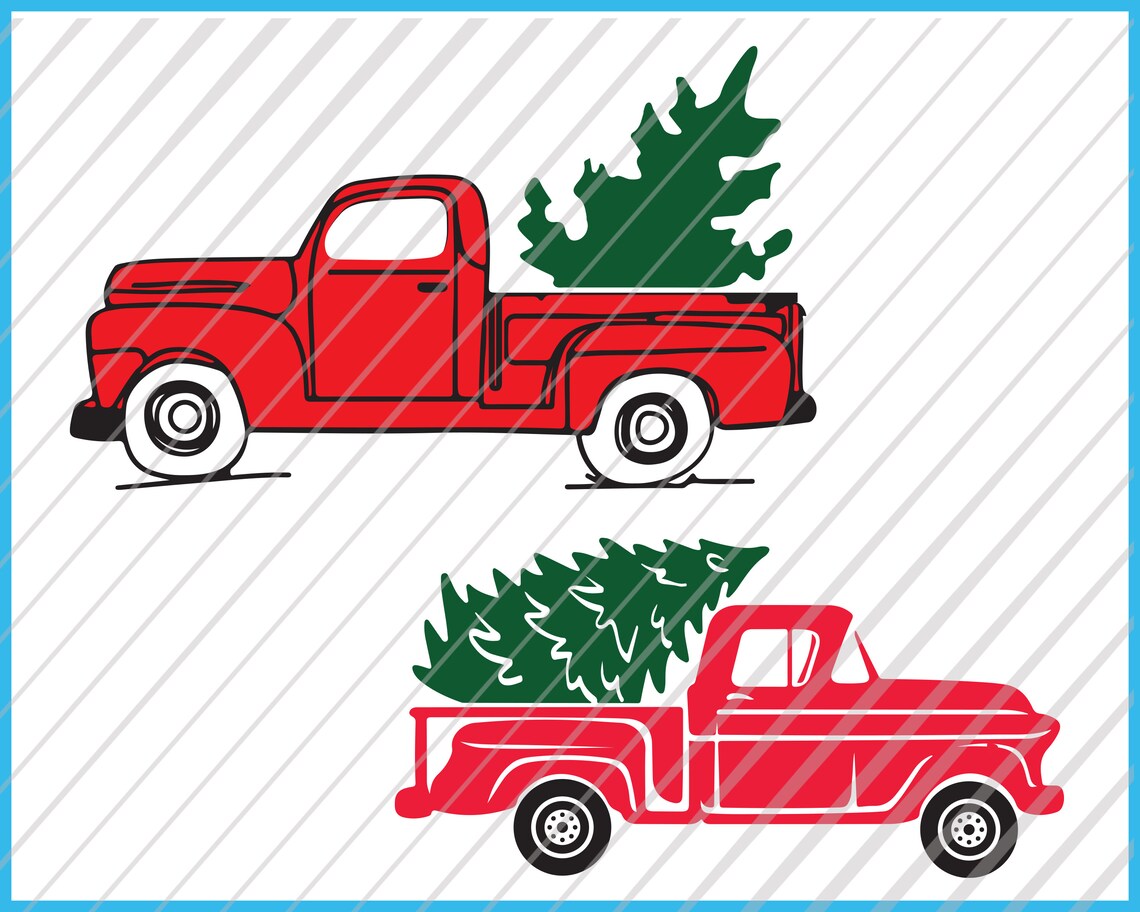 Christmas Truck With Tree SVG PNG DXF Clipart Red Truck Svg Etsy