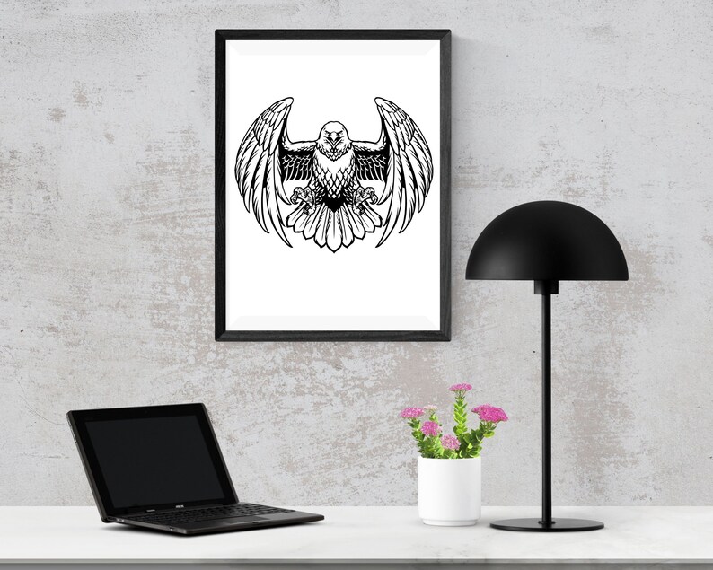 Bald Eagle SVG PNG DXF Clipart , Eagle Black and White Illustration for ...