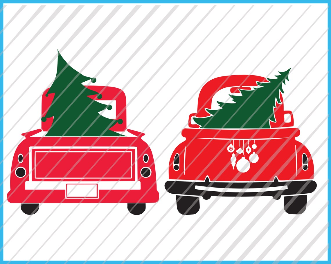 Christmas Truck With Tree SVG PNG DXF Clipart Red Truck Svg Etsy