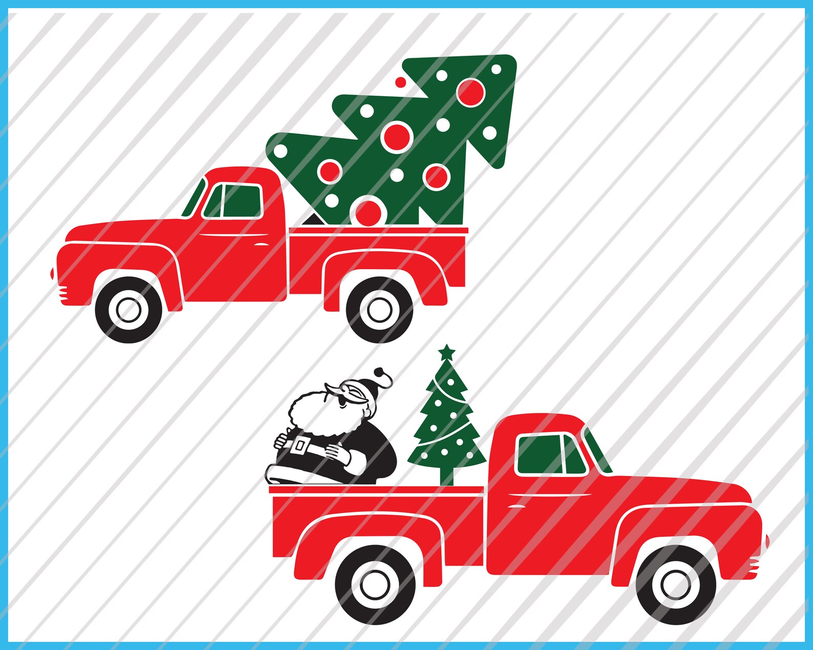 Christmas Truck With Tree SVG PNG DXF Clipart , Red Truck Svg Bundle