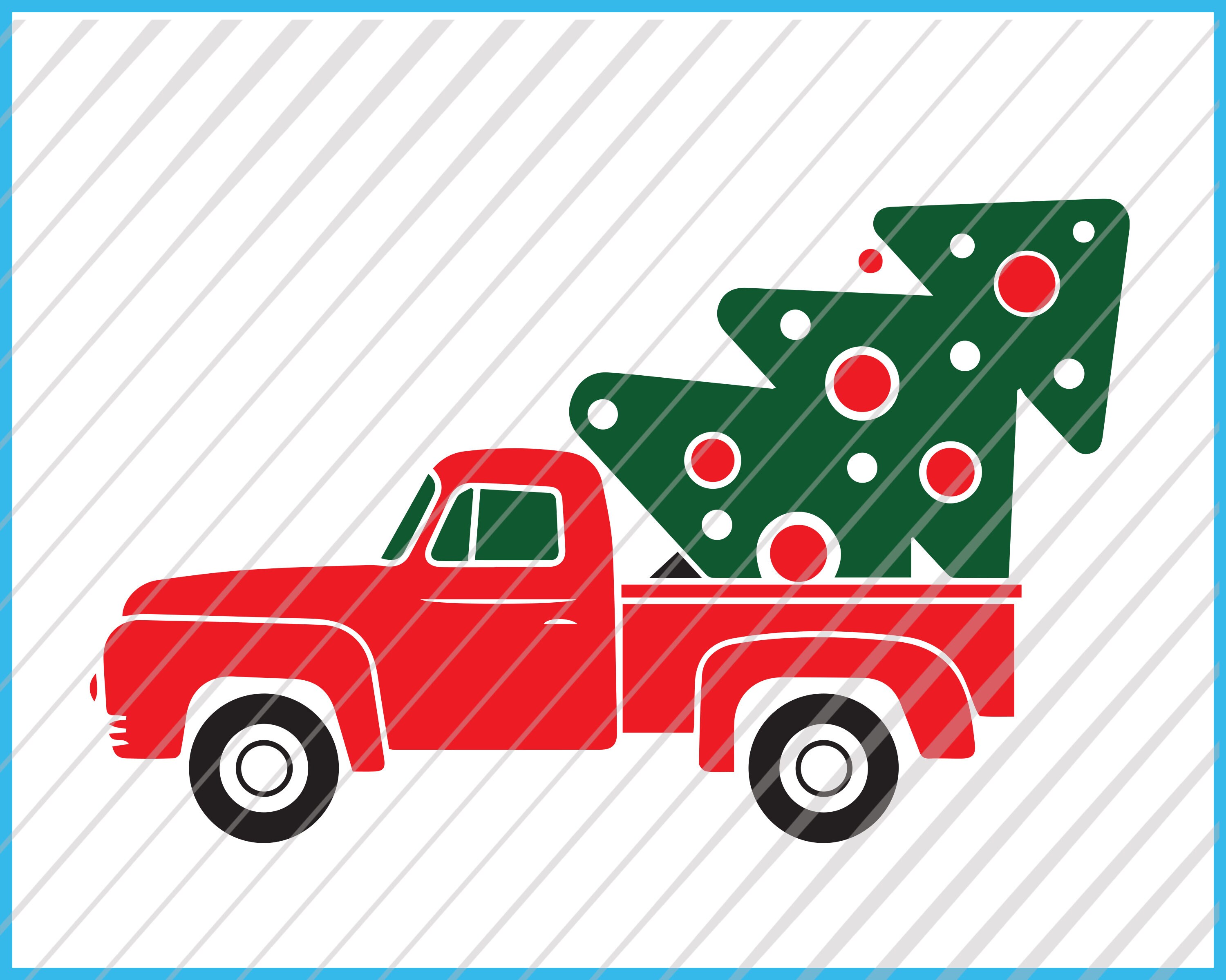 Christmas Truck With Tree SVG PNG DXF Clipart , Red Truck Svg Bundle