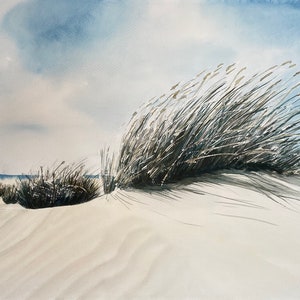Watercolor Art Print Beach Dune Sea Print Watercolor Beach Oecean Sea Dune print