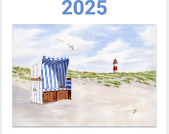 Calendar North Sea Watercolor 2025 Amrum Sylt Langeoog Heligoland Norderney Pilsum WHV etc.