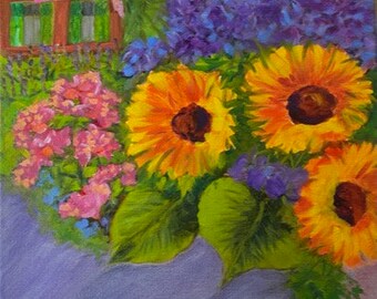 Sunflowers and Hydrangeas