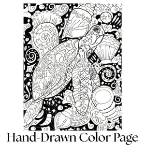 Galactic Velvet BackGround Ornate Sea Turtle Printable Color Page Original Artwork Not Ai