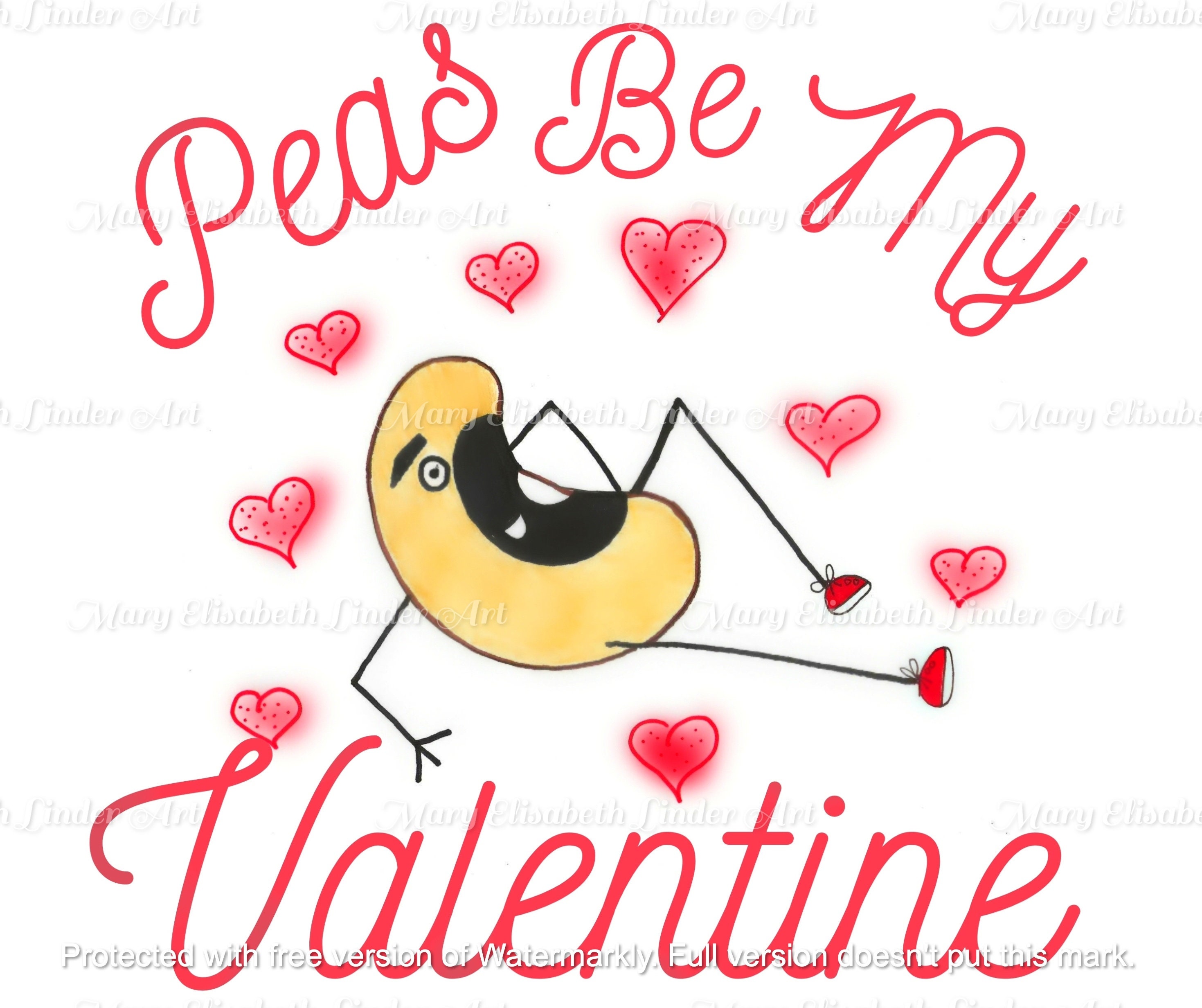 Peas Be My Valentine Black Eyed Pea Digital JPG Downloadable File