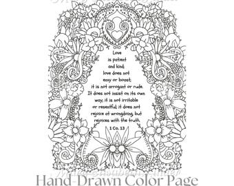 1 Corinthians 13 Printable Color Page Original Artwork Not Ai