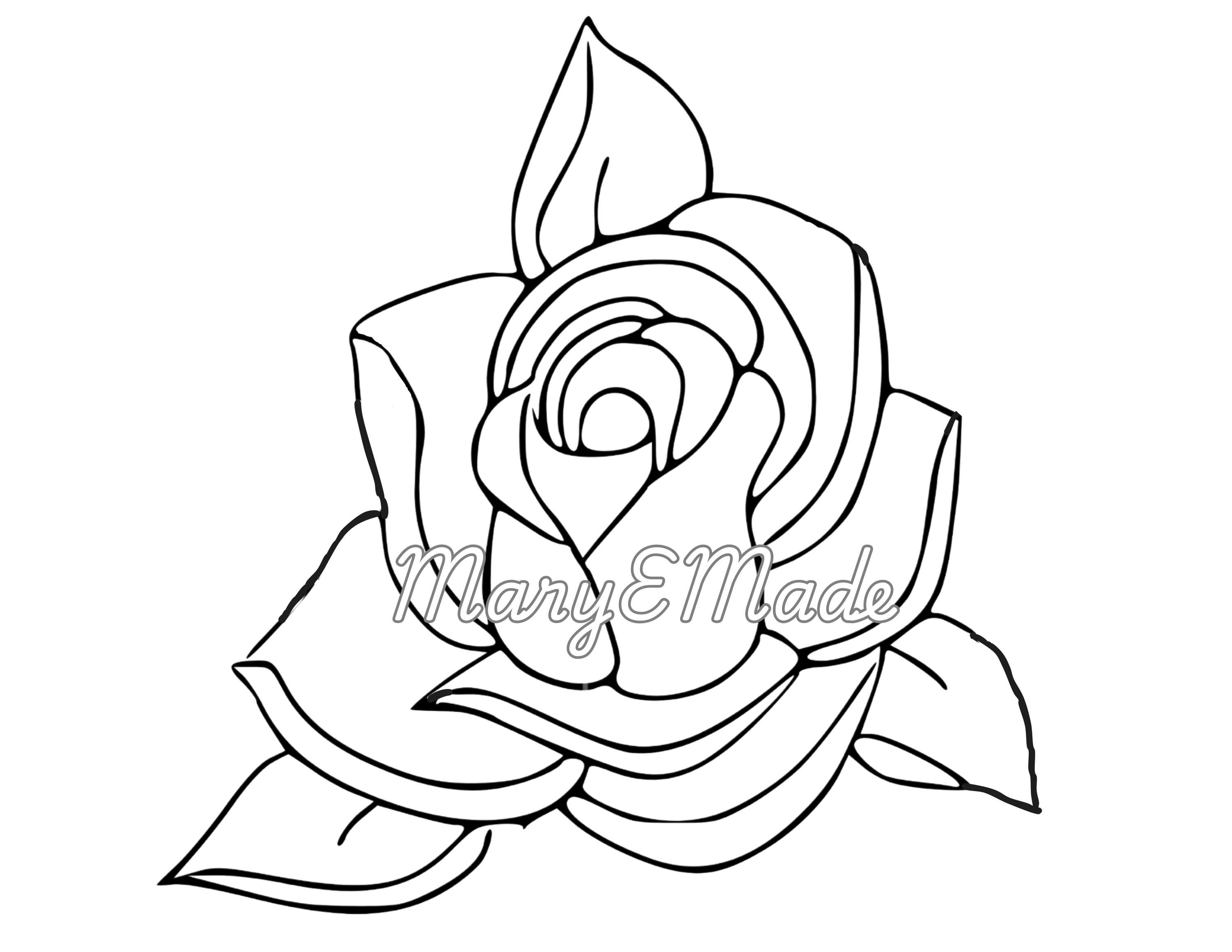 Simple Rose Printable Color Page Original Artwork Not Ai - Etsy