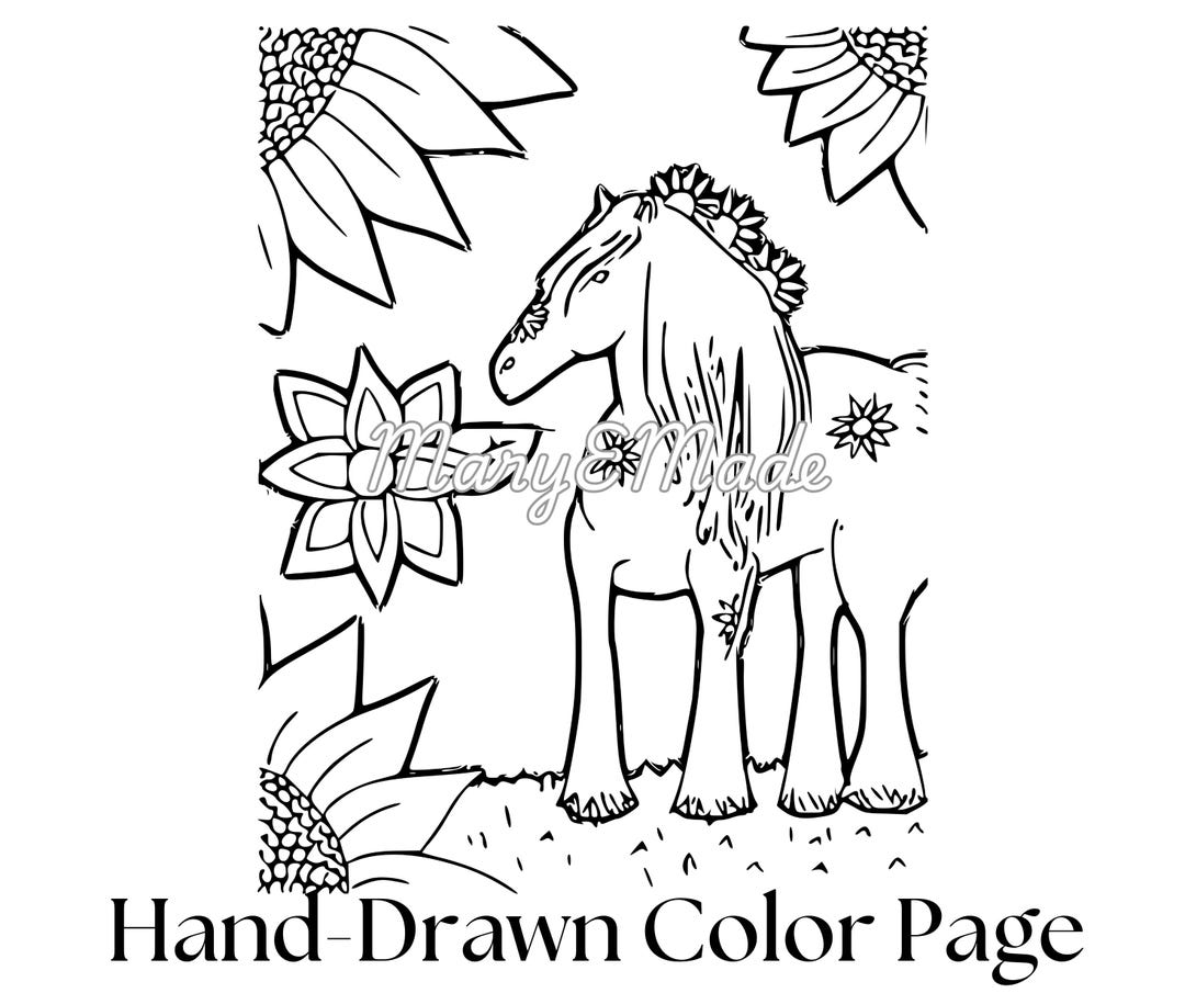 Clydesdale Horse Printable Color Page Original Artwork Not Ai - Etsy