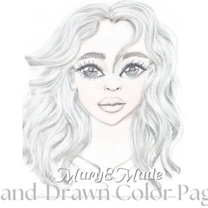 Big Eyed Girl Grayscale Printable Color Page