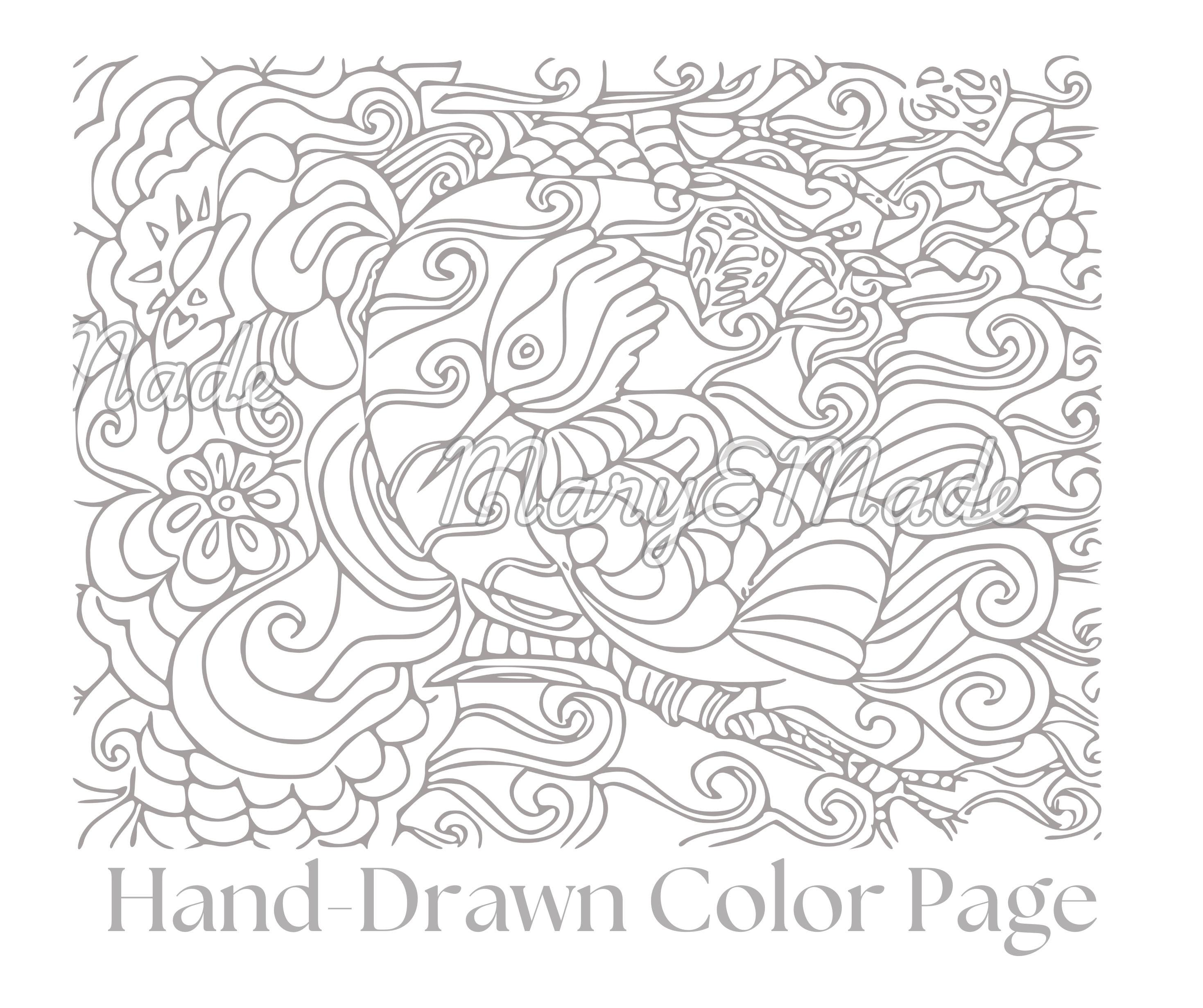 Bird in an Abstract Tree Printable Color Page Original Artwork Not Ai ...