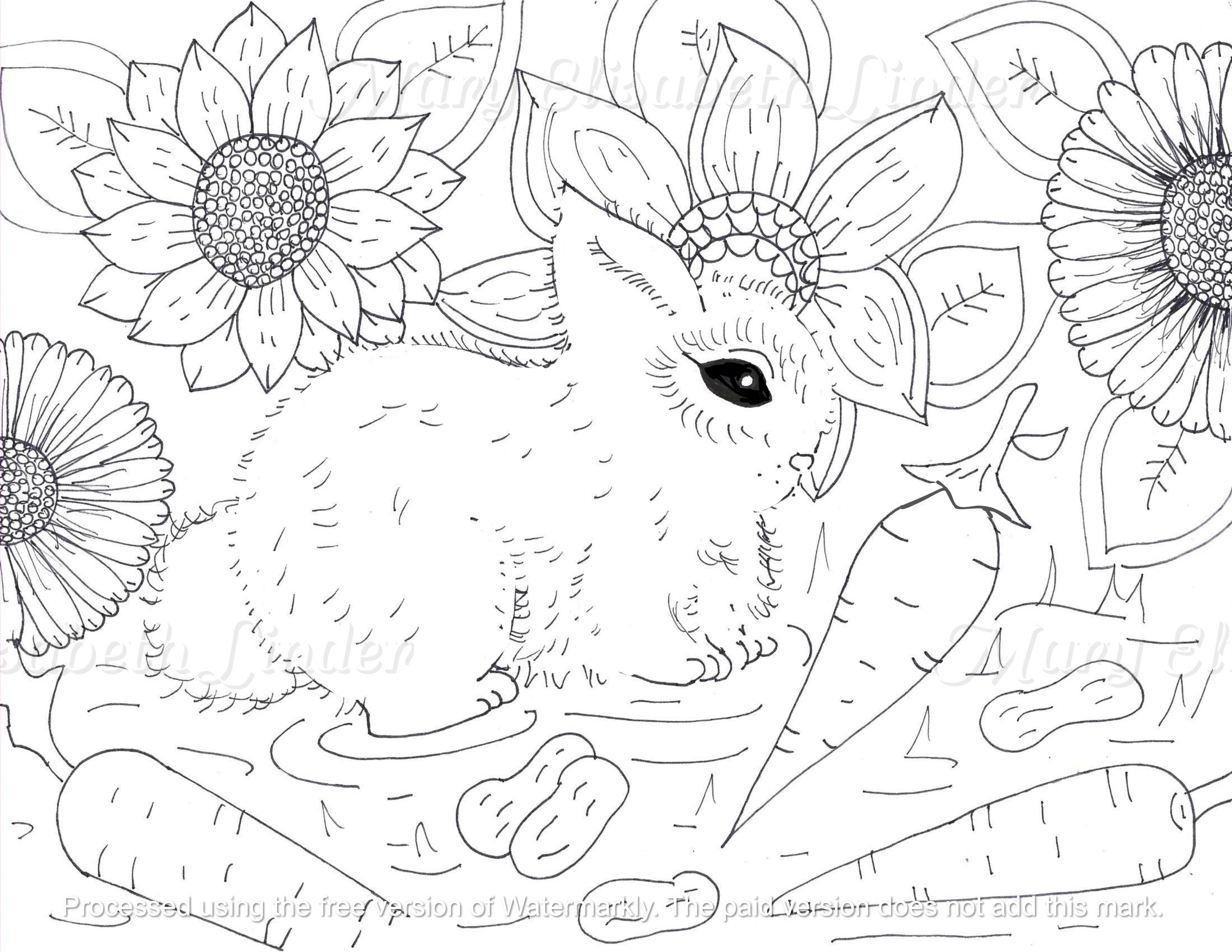 Fall Bunny Printable Color Page Original Artwork Not Ai - Etsy