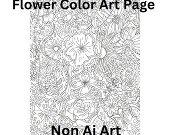 Bohemian Flower Garden Color Page Non-Ai Art