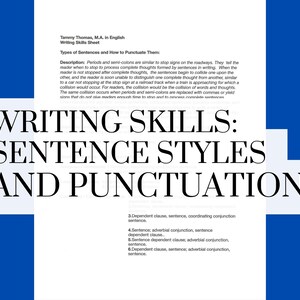 Writing Skills: Sentence Styles and Punctuation 5 Page PDF Document