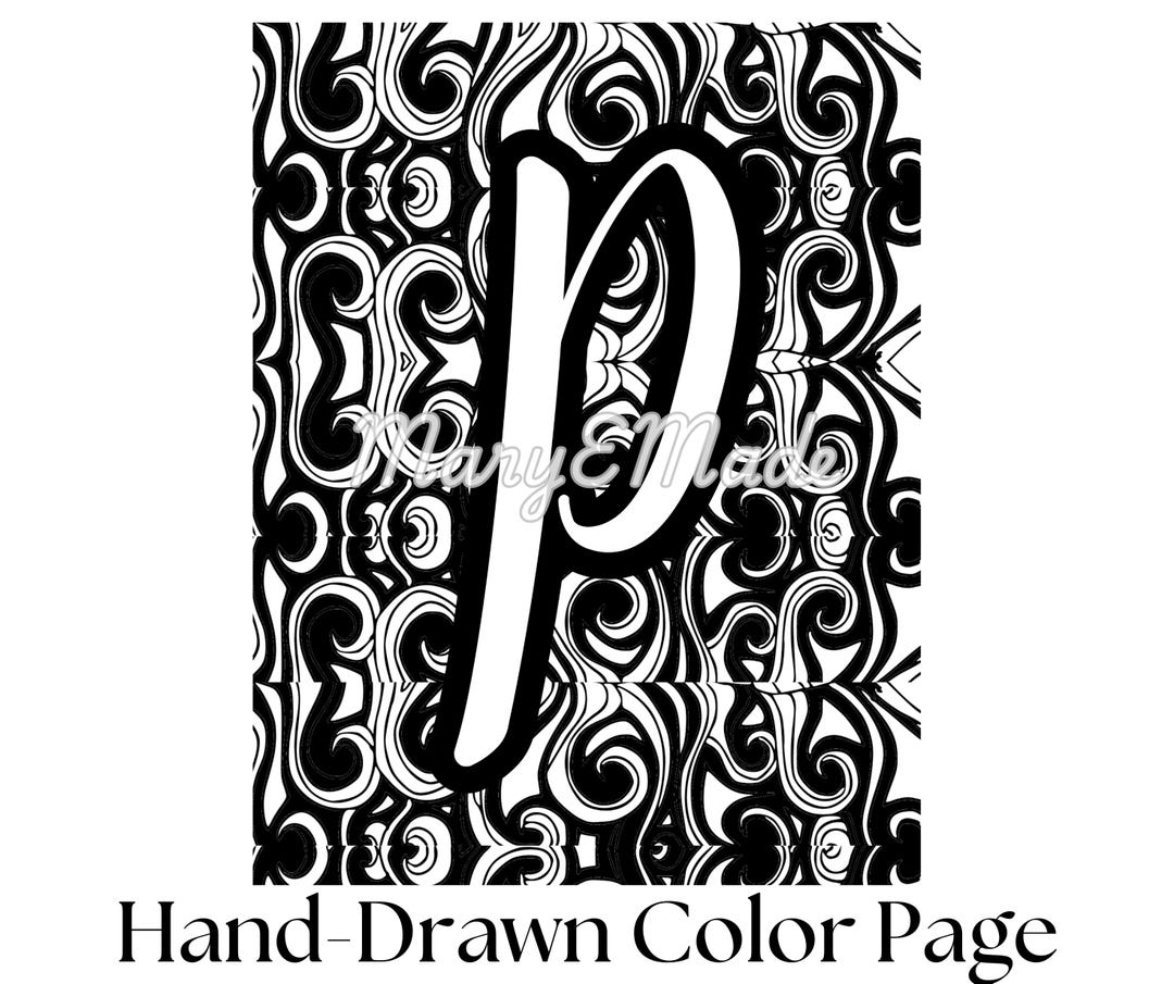 Initialing Pages Initial 'P' Printable Color Page Original Artwork Not Ai - Etsy