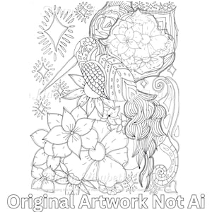 Kolibri Printable Color Seite Originalkunstwerk Nicht Ai