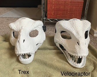 White Base Painted Raptor Dinosaur velociraptor Mask For Fur Suit, Cosplay ,Role Play Or Starter Furrie Costume *FREE SHIPPING*