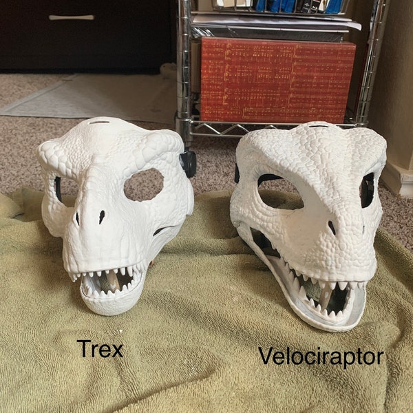 White Base Painted Raptor Dinosaur velociraptor Mask For Fur Suit, Cosplay ,Role Play Or Starter Furrie Costume *FREE SHIPPING*