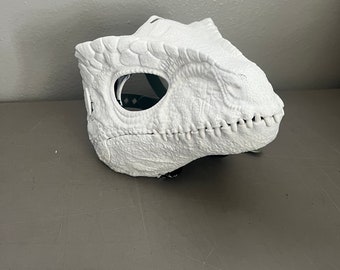 Kiddo Do It Your Self White Base Painted Giganotosaurus Raptor Dinosaur Mask for kids, Dino Cosplay Or Starter Furrie Costume