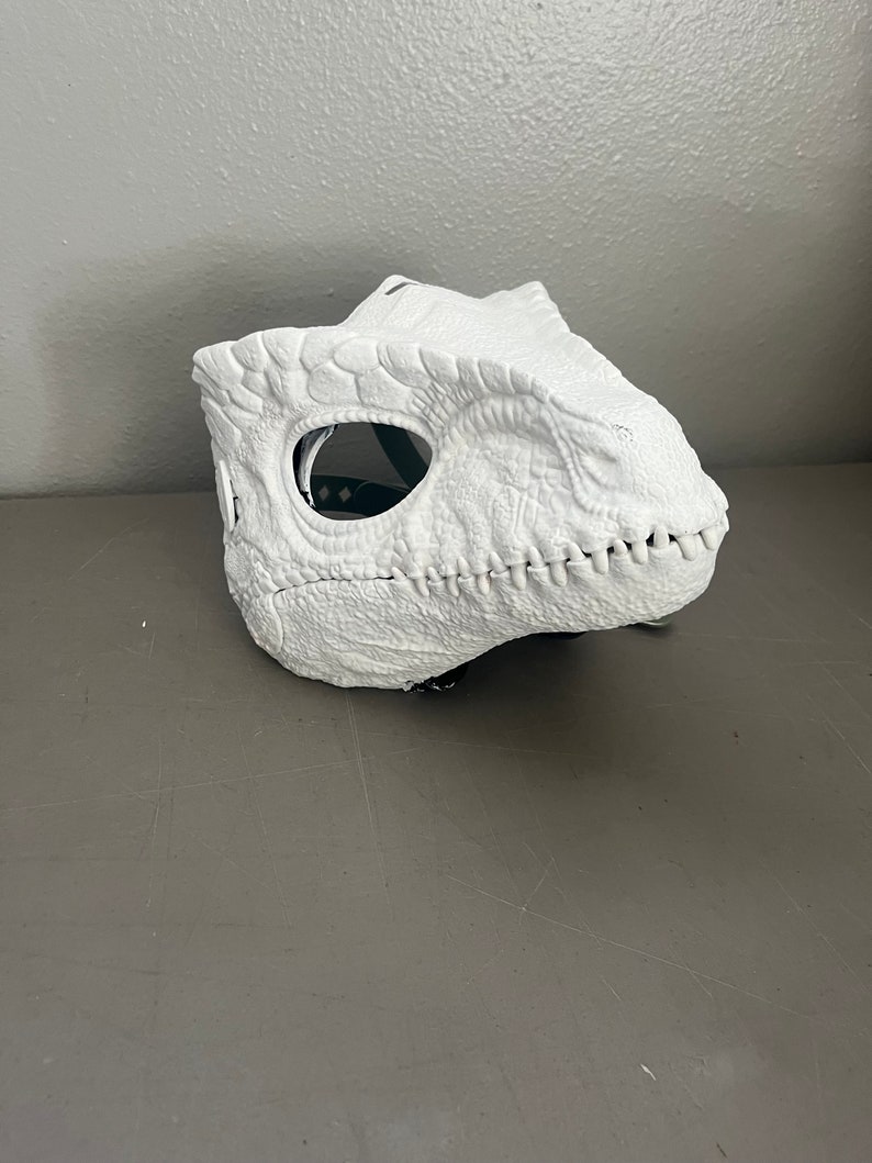 Kiddo Do It Your Self White Base Painted Giganotosaurus Raptor Dinosaur Mask for kids, Dino Cosplay Or Starter Furrie Costume image 1
