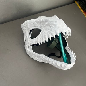 Kiddo Do It Your Self White Base Painted Giganotosaurus Raptor Dinosaur Mask for kids, Dino Cosplay Or Starter Furrie Costume image 3