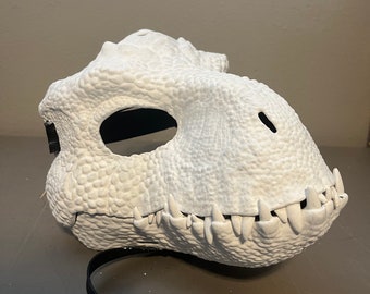 Do It Your Self White Base Painted RARE Indoraptor Dinosaur Mask for kids, Dino Cosplay, Starter Furry Costume